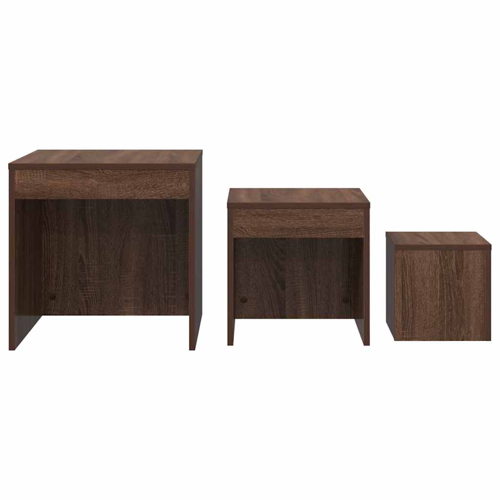 Nesting Tables 3 pcs Brown Oak Engineered Wood